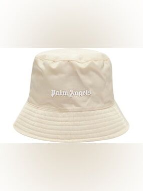 NWT Palm Angels Classic Logo Bucket Hat Cream Beige O/S Ret. $235
